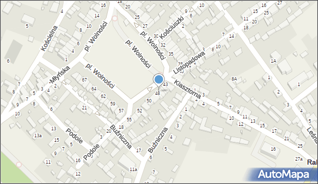 Raków, Plac Wolności, 46, mapa Raków