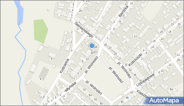 Raków, Plac Wolności, 14, mapa Raków