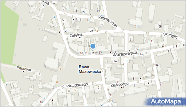 Rawa Mazowiecka, Plac Piłsudskiego Józefa, marsz., 13, mapa Rawa Mazowiecka