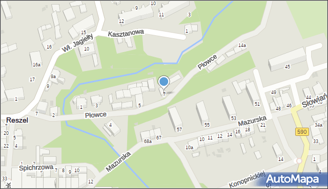 Reszel, Płowce, 7, mapa Reszel