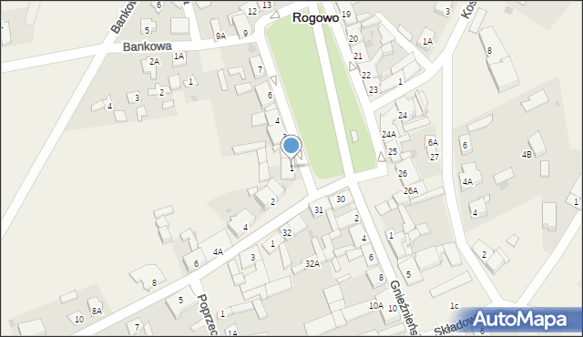 Rogowo, Plac Powstańców Wielkopolskich, 1, mapa Rogowo