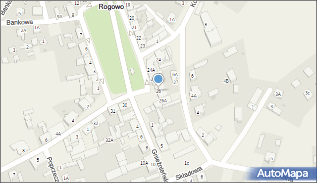 Rogowo, Plac Powstańców Wielkopolskich, 26, mapa Rogowo