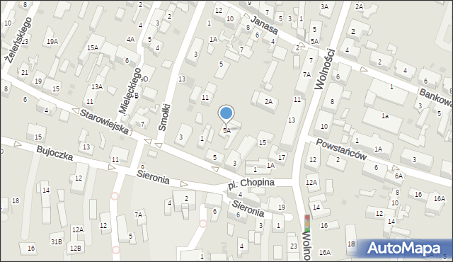 Ruda Śląska, Plac Chopina Fryderyka, 5A, mapa Rudy Śląskiej