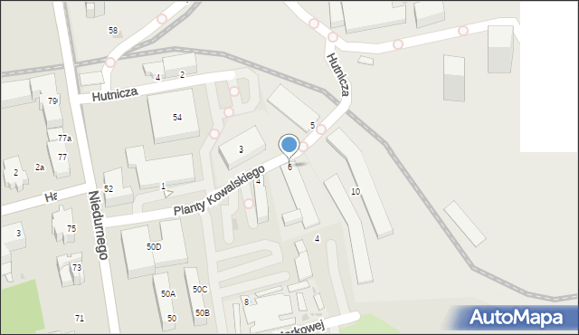 Ruda Śląska, Planty Kowalskiego, 6, mapa Rudy Śląskiej