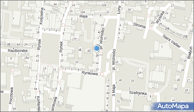 Rybnik, Plac Wolności, 15, mapa Rybnika
