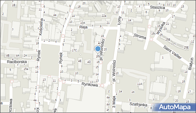 Rybnik, Plac Wolności, 16a, mapa Rybnika