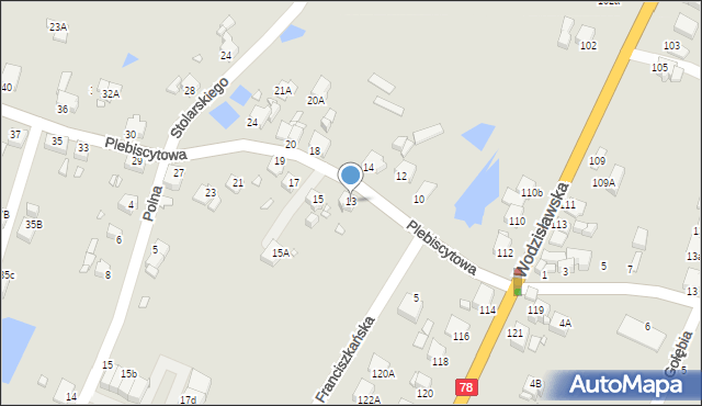 Rybnik, Plebiscytowa, 13, mapa Rybnika
