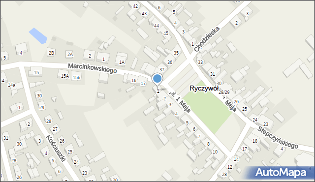 Ryczywół, Plac 1 Maja, 1, mapa Ryczywół