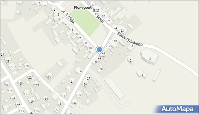 Ryczywół, Plac 1 Maja, 12, mapa Ryczywół