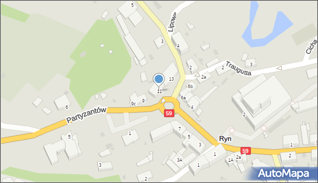 Ryn, Plac Wolności, 11, mapa Ryn