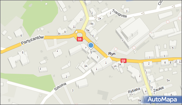 Ryn, Plac Wolności, 5, mapa Ryn