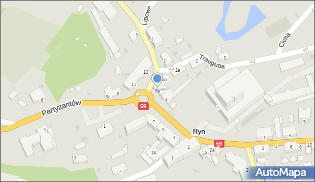 Ryn, Plac Wolności, 6a, mapa Ryn