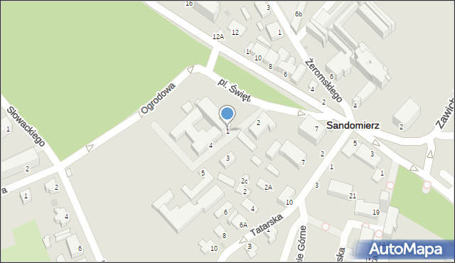 Sandomierz, Plac Świętego Wojciecha, 1, mapa Sandomierza