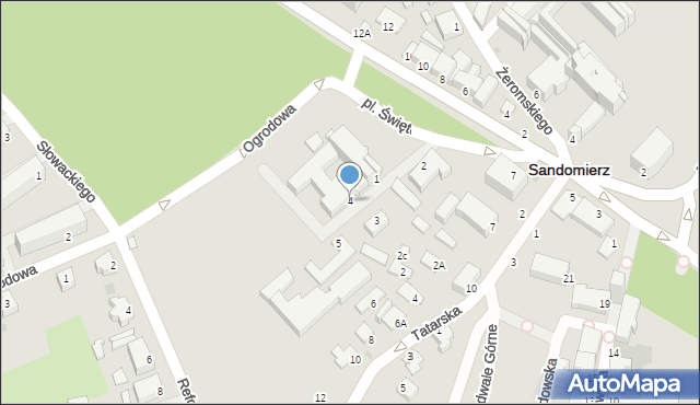 Sandomierz, Plac Świętego Wojciecha, 4, mapa Sandomierza
