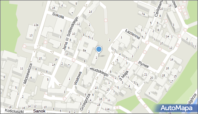 Sanok, Plac św. Michała, 6, mapa Sanok