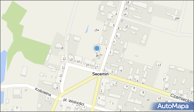 Secemin, Plac Wolności, 16, mapa Secemin