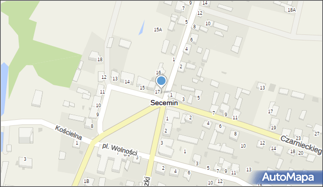 Secemin, Plac Wolności, 17A, mapa Secemin