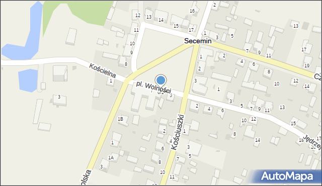 Secemin, Plac Wolności, 6/1, mapa Secemin
