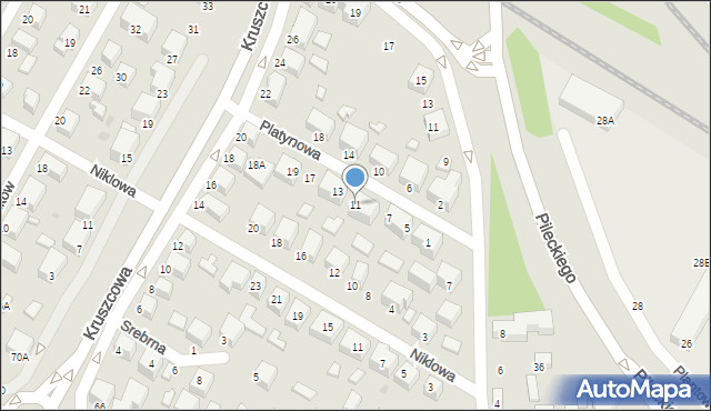 Siedlce, Platynowa, 11, mapa Siedlce