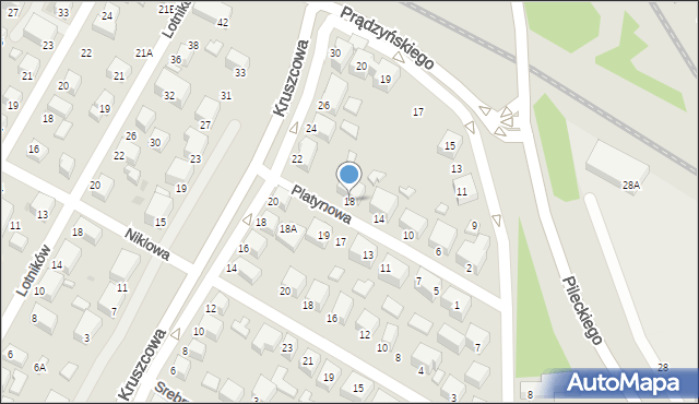 Siedlce, Platynowa, 18, mapa Siedlce