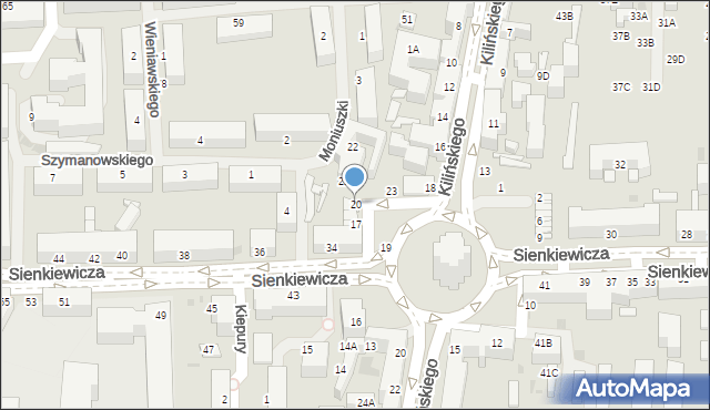 Siedlce, Plac Tysiąclecia, 20, mapa Siedlce