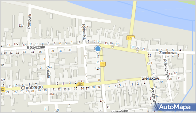 Sieraków, Plac Powstańców Wielkopolskich, 12, mapa Sieraków