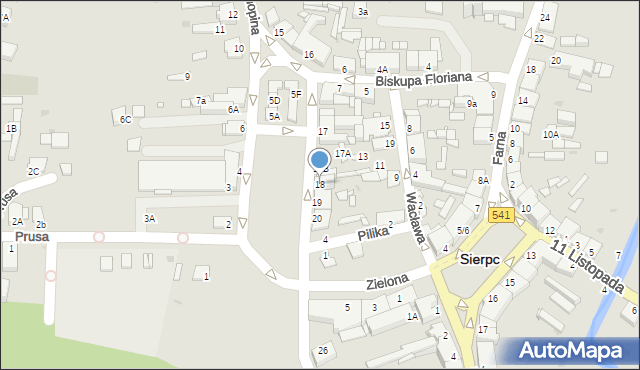 Sierpc, Plac Chopina Fryderyka, 18, mapa Sierpc
