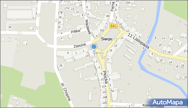 Sierpc, Plac Wyszyńskiego Stefana, ks. kard., 1, mapa Sierpc