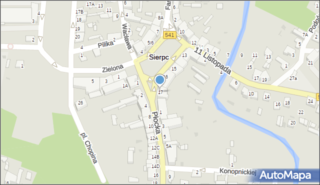 Sierpc, Plac Wyszyńskiego Stefana, ks. kard., 17, mapa Sierpc