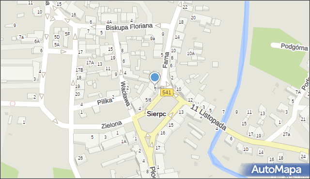 Sierpc, Plac Wyszyńskiego Stefana, ks. kard., 7, mapa Sierpc