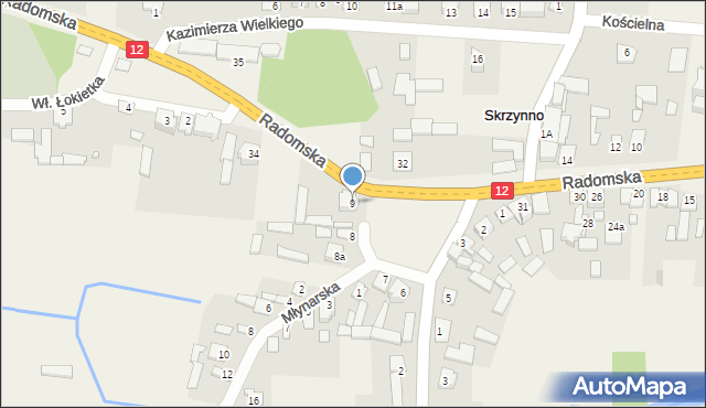Skrzynno, Plac Tysiąclecia, 9, mapa Skrzynno