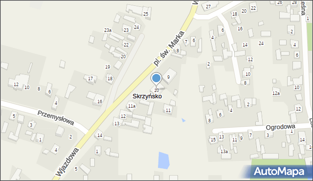 Skrzyńsko, Plac św. Marka, 10, mapa Skrzyńsko