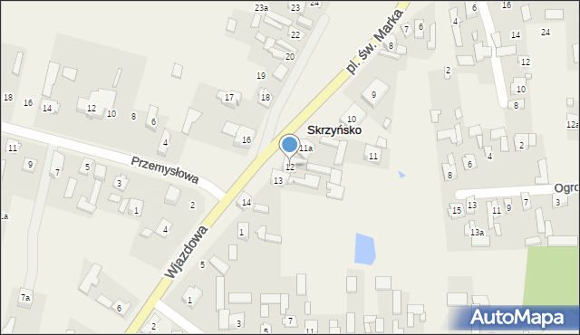 Skrzyńsko, Plac św. Marka, 12, mapa Skrzyńsko