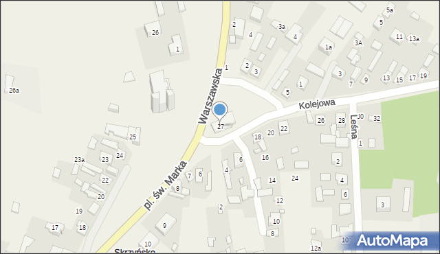 Skrzyńsko, Plac św. Marka, 27, mapa Skrzyńsko