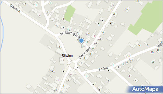 Śliwice, Plac Staroszkolny, 1, mapa Śliwice