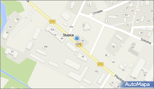 Słubice, Płocka, 42a, mapa Słubice