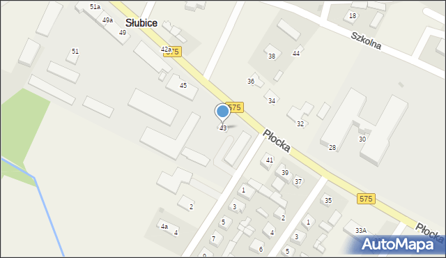 Słubice, Płocka, 43, mapa Słubice