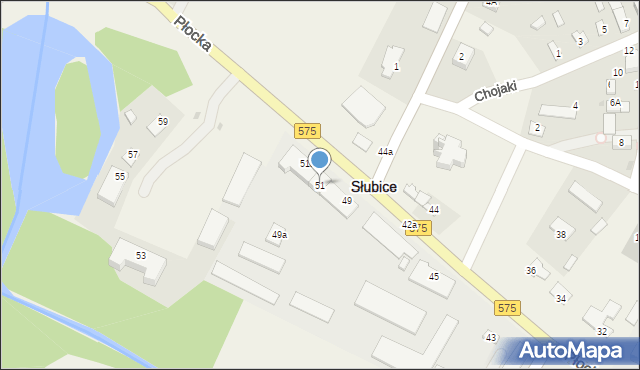Słubice, Płocka, 51, mapa Słubice