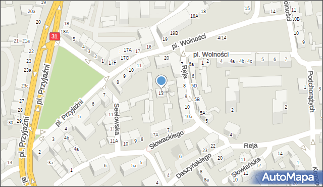 Słubice, Plac Przyjaźni, 13, mapa Słubice