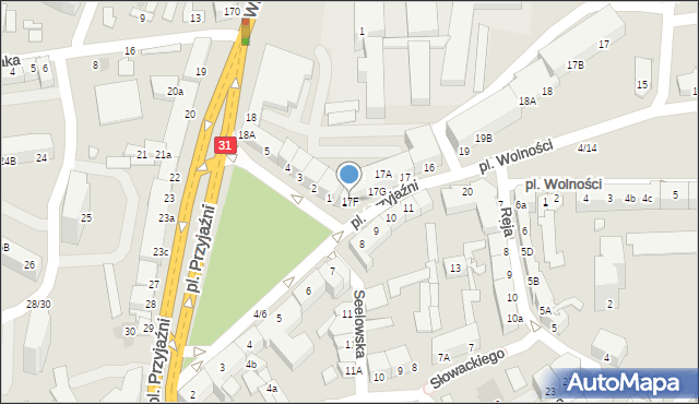 Słubice, Plac Przyjaźni, 17F, mapa Słubice