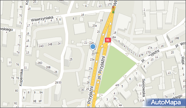 Słubice, Plac Przyjaźni, 23, mapa Słubice