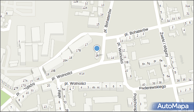 Słubice, Plac Wolności, 15, mapa Słubice