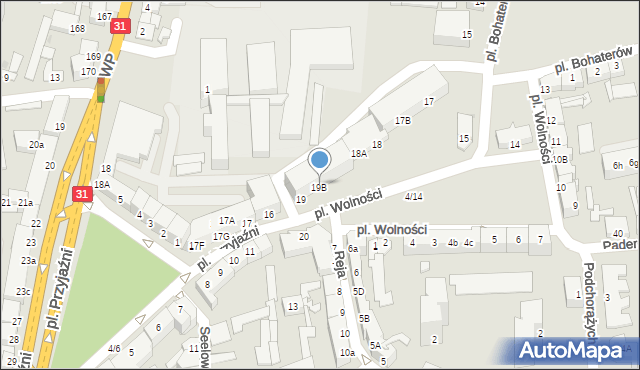Słubice, Plac Wolności, 19g, mapa Słubice