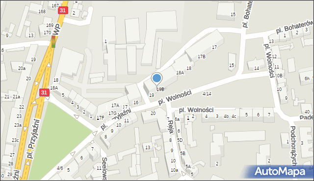 Słubice, Plac Wolności, 19h, mapa Słubice