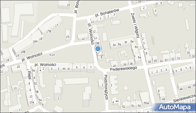 Słubice, Plac Wolności, 9B, mapa Słubice