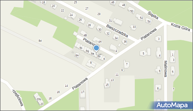 Słupno, Platanowa, 6c, mapa Słupno