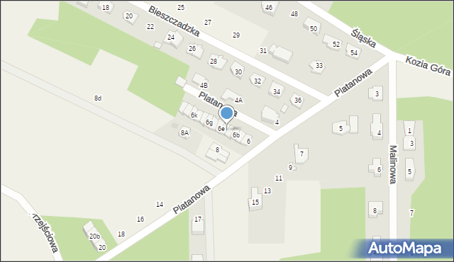 Słupno, Platanowa, 6d, mapa Słupno