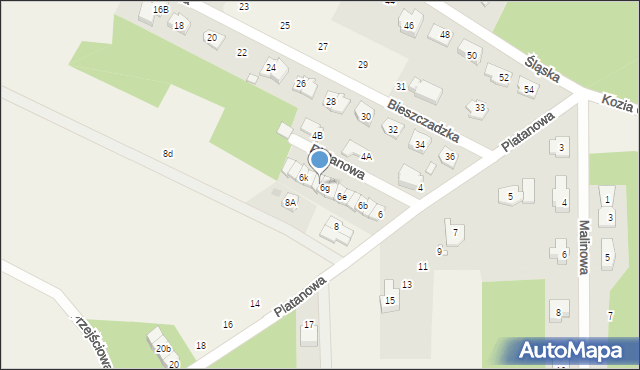 Słupno, Platanowa, 6h, mapa Słupno