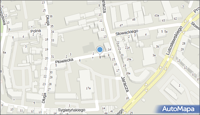 Słupsk, Płowiecka, 8, mapa Słupska