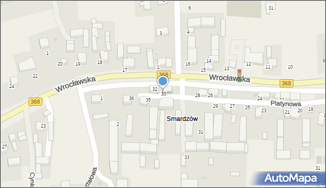 Smardzów, Platynowa, 30, mapa Smardzów